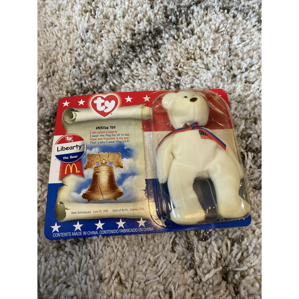 TY McDonald's VINTAGE‎ Teenie BEANIE BABY LIBEARTY the Patriotic bear 2000...NEW